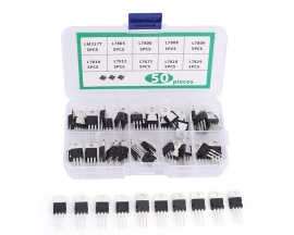 50pcs 10 Values High-Power Stabilized Transistor Kits TO-220 LM317T L7805 L7806 L7808 L7809 L7810 L7812 L7815 L7818 L7824 Component Kit
