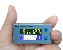 Lead-acid Battery Electric Quantity Display Meter, Battery Indicator Voltmeter Thermometer LCD Display for 10V-100V Battery