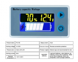 Lead-acid Battery Electric Quantity Display Meter, Battery Indicator Voltmeter Thermometer LCD Display for 10V-100V Battery