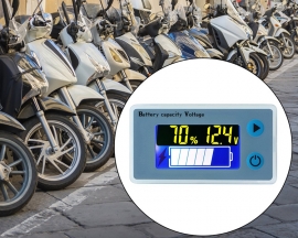 Lead-acid Battery Electric Quantity Display Meter, Battery Indicator Voltmeter Thermometer LCD Display for 10V-100V Battery