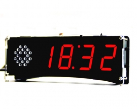 5V Red LED Digital Electronic Clock DIY Kit, Temperature Alarm, 12/24H Time Date Home Clock English Voice Prompt