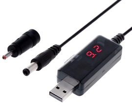 USB 5V to DC 9V12V Charging Cable USB Interface to DC 5.5/3.5mm Interface Boost Line Booster with LED Display Step-up Volt Transformer