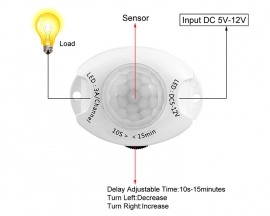 Infrared Human Body Sensor, LED Light Sensor Switch, DC 5V-24V Motion Detector Sensing Distance 1-3 Meters