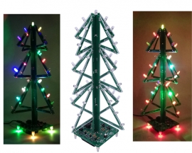 DIY Kit RGB Flash LED Circuit Music Christmas Tree Kit, 3D RGB Xmas Tree DIY Soldering Practice Kits