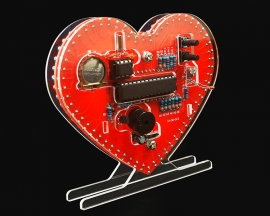 DIY Heart Shaped Rotating Led 4-Bit Digital Electronic Clock Kit, Date Time Temperature Display Alarm Clock DIY Kits for Soldering Skill Learning