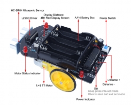 DIY Kit HC-SR04 Ultrasonic Automatic Obstacle Avoidance Intelligent Car, STEM Electronic Kits for School Students Learning Competition DIY Project