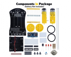 DIY Kit HC-SR04 Ultrasonic Automatic Obstacle Avoidance Intelligent Car, STEM Electronic Kits for School Students Learning Competition DIY Project