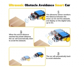 DIY Kit HC-SR04 Ultrasonic Automatic Obstacle Avoidance Intelligent Car, STEM Electronic Kits for School Students Learning Competition DIY Project