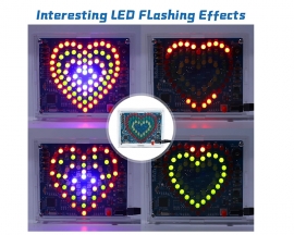 RGB Colorful Heart Shaped LED Flashing Light Kit, DIY Electronic Kits for School STEM Projects Soldering Learning