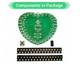 SMD LED Microcontroller Flashing Light DIY Kit, DC 5V Heart Shaped Red LED Electronic Soldering Practice Kit