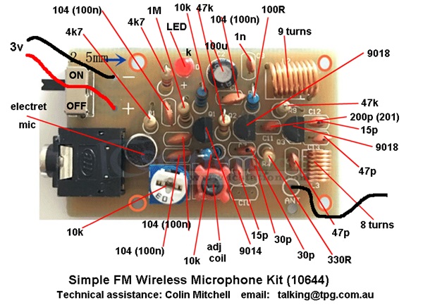 thumbnail image 2 of 80-108MHz FM Wireless Microphone DIY Kit – Simple Electronic Training Project 2 of 5