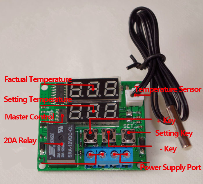 Red+Green 5V Digital Temperature Controller with Waterproof Temperature  Sensor Probe