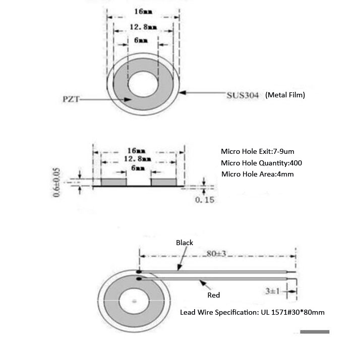 108KHZ 16mm Ultrasonic Atomizing Piece Part Air Humidifier Spray Plate UJ 