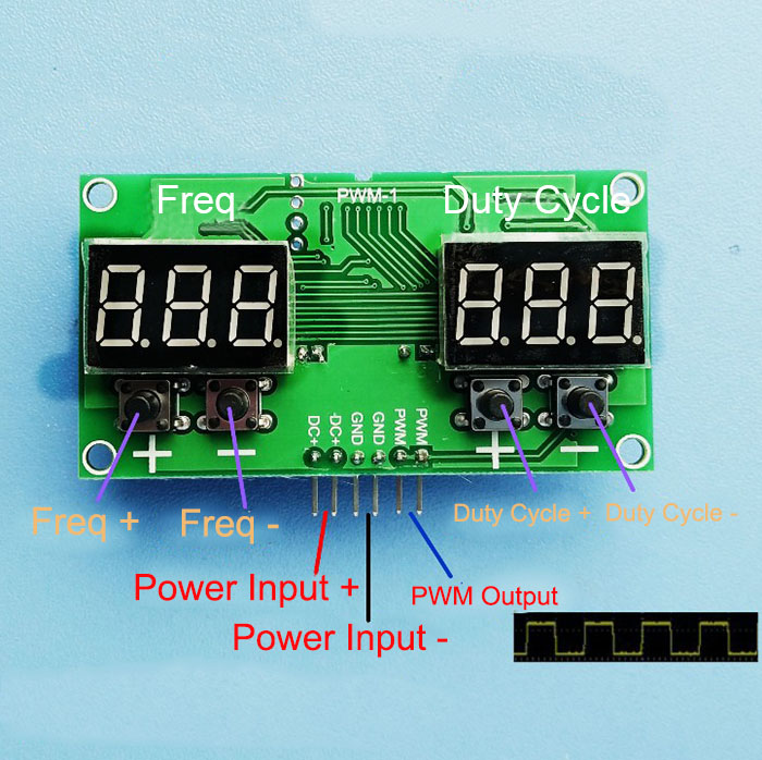 PWM 0-99% Frequency 6Hz-100KHz Square Wave Signal Generator Duty Cycle Adjust 