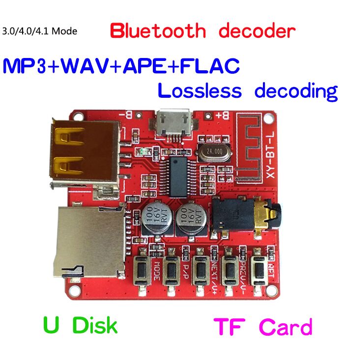 3.7-5V Mini Bluetooth 4.1 MP3 Player Lossless Decoder Board Micro USB TF SD Card 