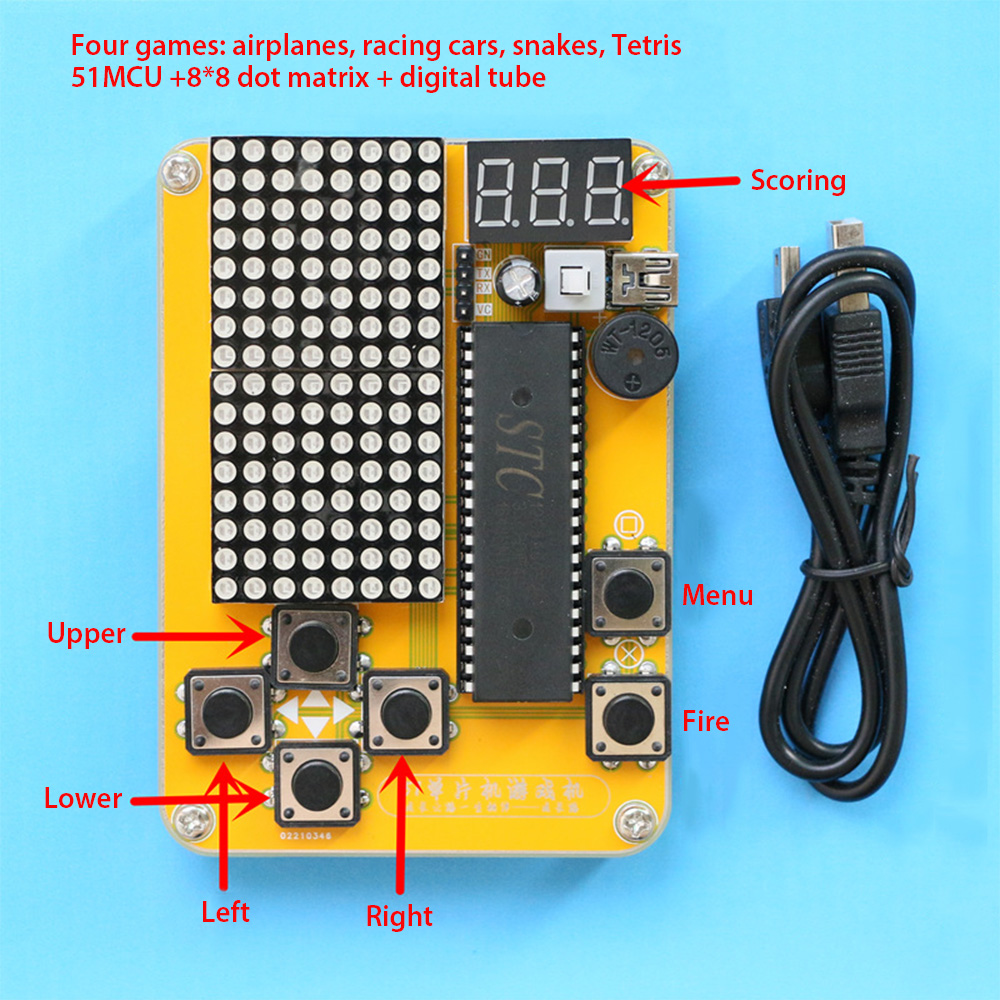 Kit de jogo diy retro clássico eletrônico solda tranning conjunto cobra  avião corrida com acrílico caso mini game console