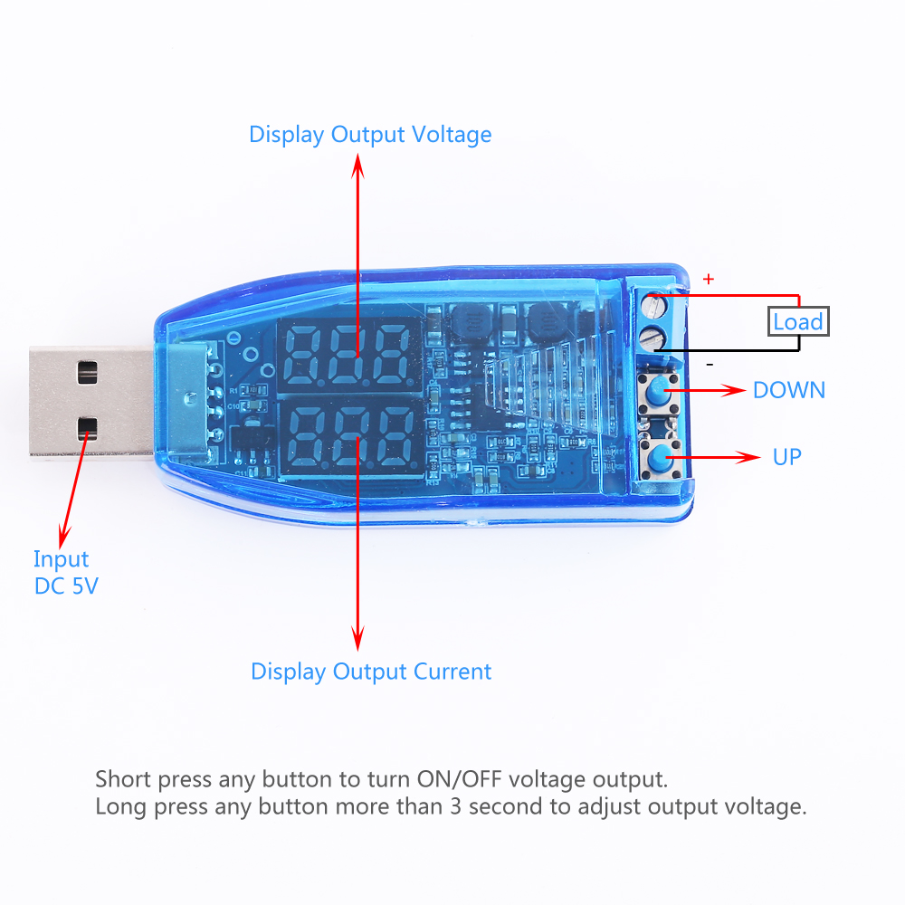  2PCS USB Step UP / Down Power Supply Module, Adjustable DC-DC  5V to 3.5V / 12V Boost Buck Converter Out DC 1.2V-24V : Electronics