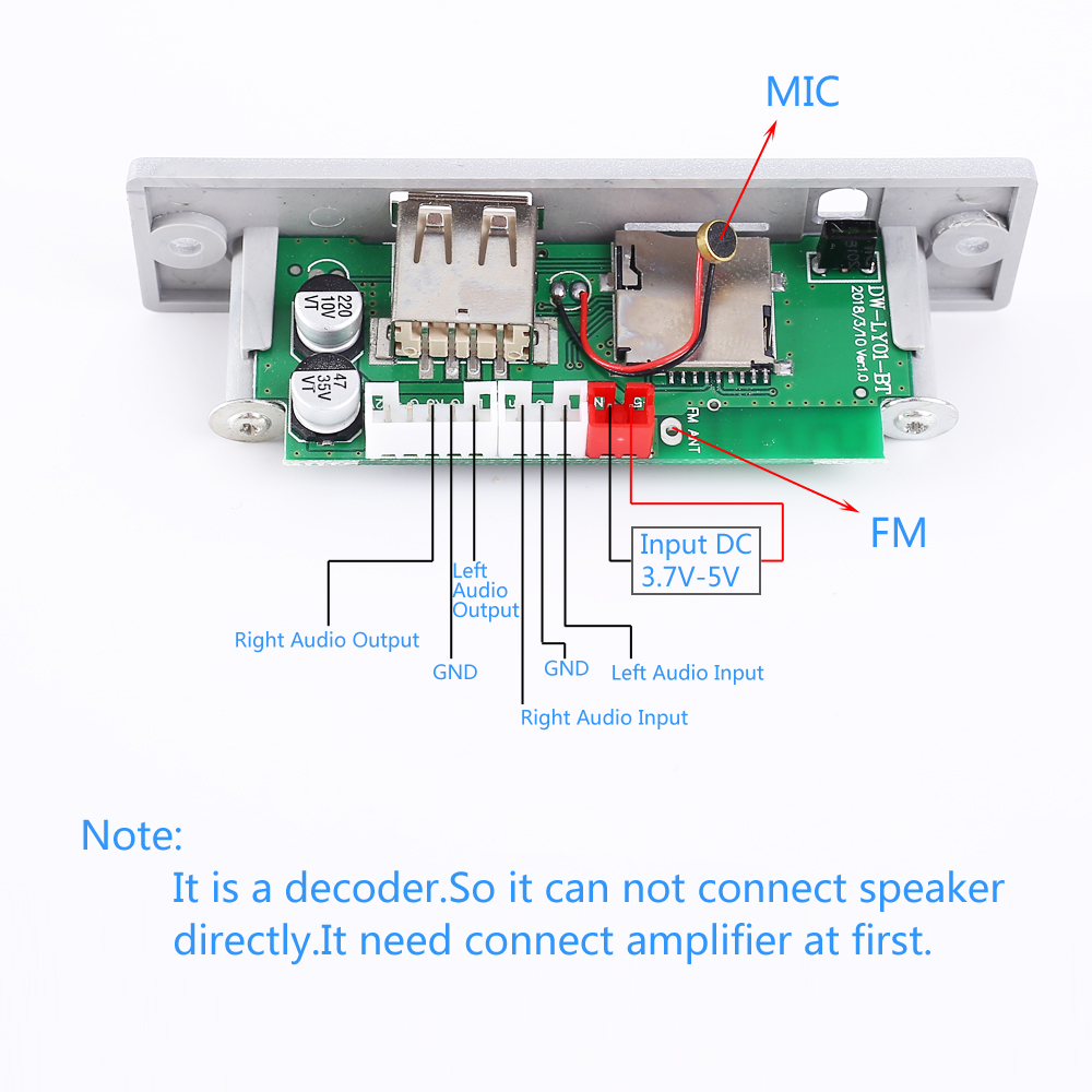 Bluetooth Mp3 Player Kit USB, FM, AUX, BT Audio Circuit Module