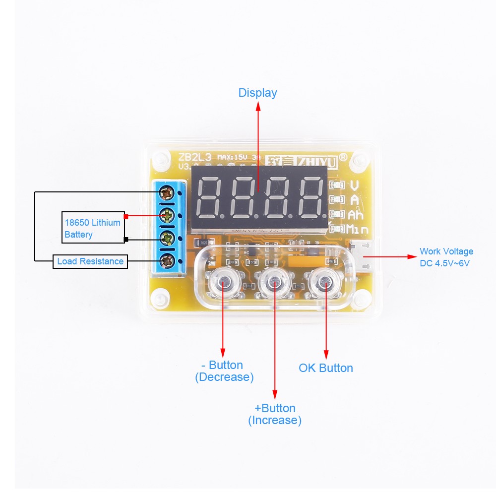 HW-680 Lithium Battery Capacity Tester Panel Electric Power Display Indicator Board for 3pcs Li-ION Lithium Battery