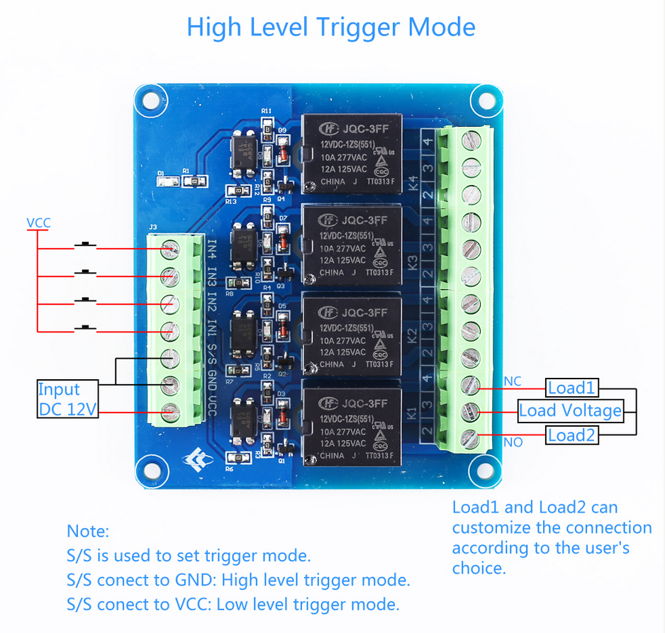 HiLetgo 2pcs DC 12V 2 Channel Relay Module with Isolated Optocoupler High  and Low Level H/L Level Trigger Module Triggered by DC 12V