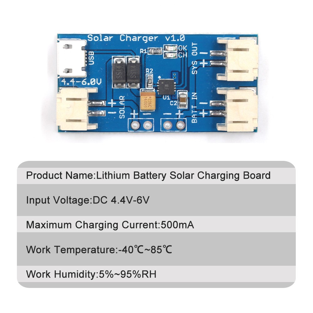 CN3065 Mini Solar Lipo Lithium Battery USB Charger Board Module DC4.4-6V 500mA 
