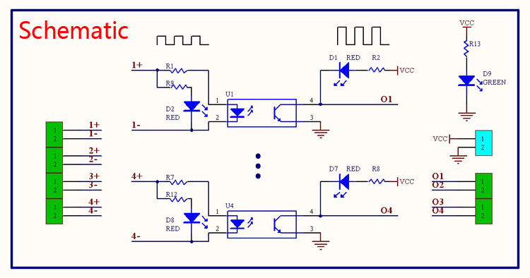 4bit Optocoupler Isolator 24v To 3 3v Level Voltage