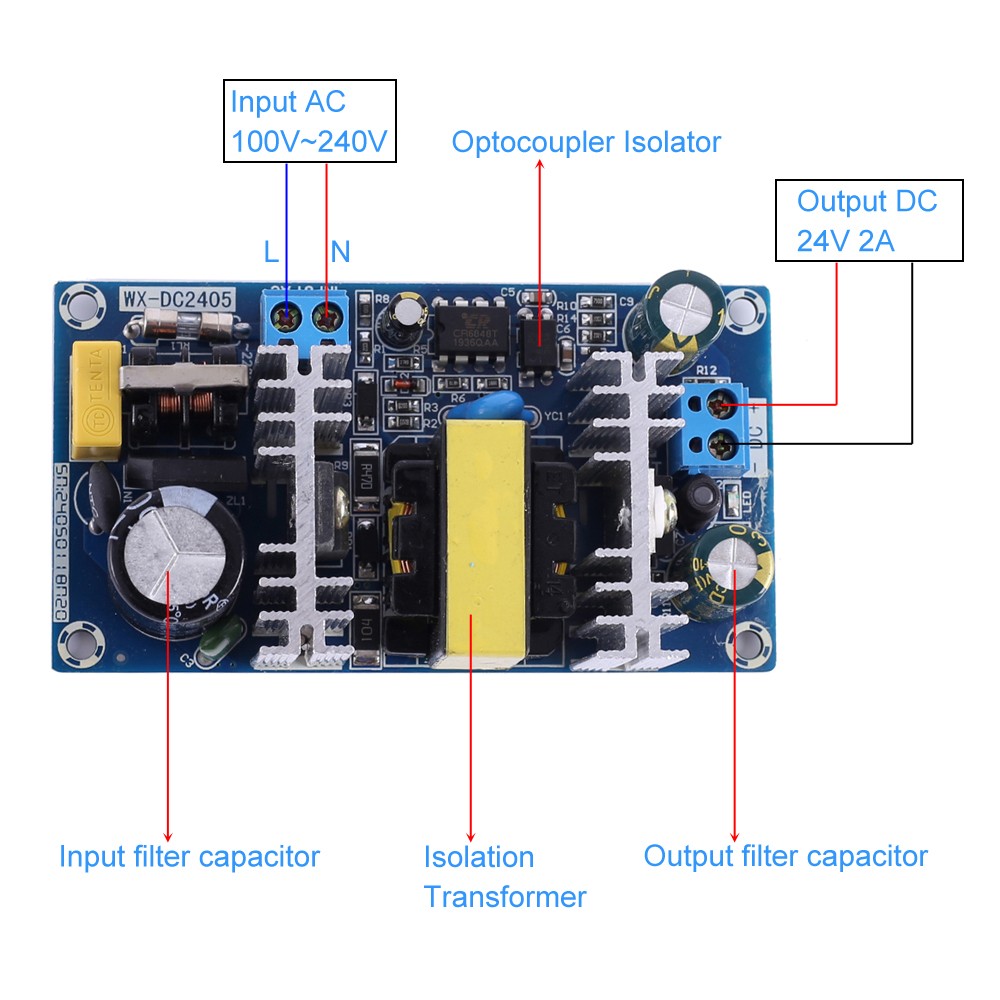 AC-DC Voltage Converter 110V 220V to 24V 2A 50W