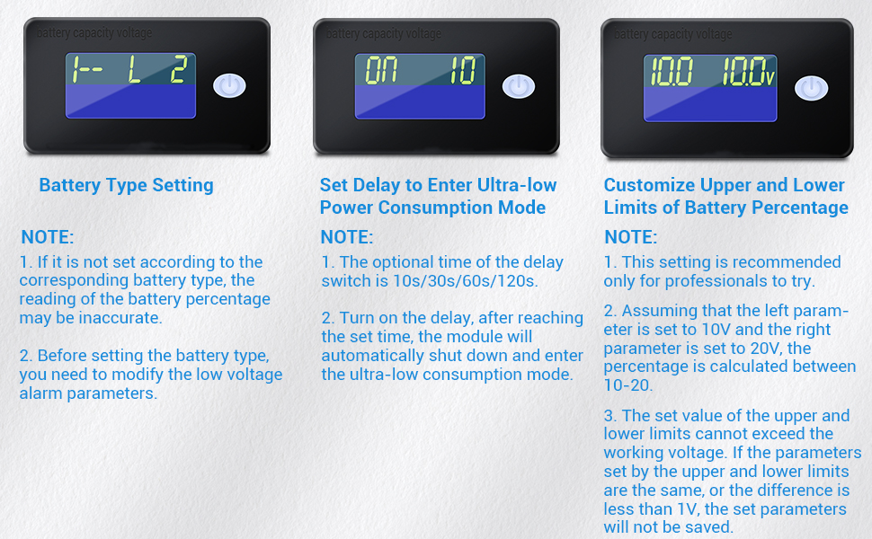 Battery Capacity Meter  12V-72V Battery Meter with Temperature