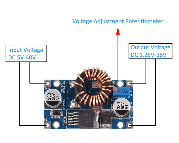 DC-DC Step-Down Power Supply 5A 5V-40V to 1.25V-36V Voltage Converter