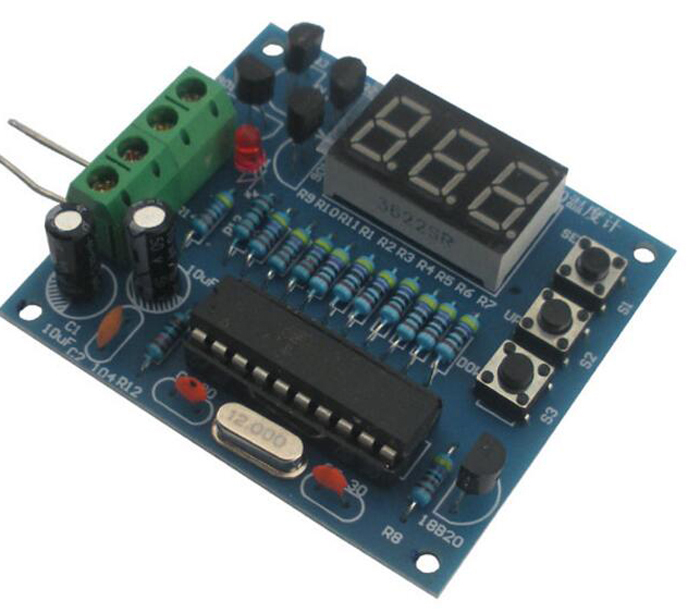 DC 5V AT89C2051 DS18B20 microcontroller temperature controller LED Alarm Kits K9 