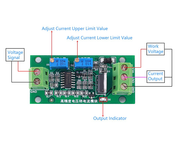 0~24V 3.3V 5V to 4-20mA Voltage to Current Transmitter Signal Conversion Module 