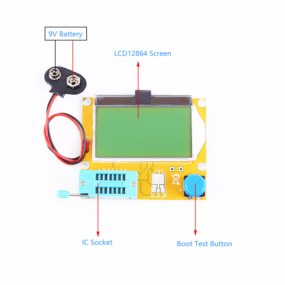Color: White Parts & Accessories LCD Digital Transistor Tester LCR-T4 Backlight Diode Triode Capacitance ESR T4 Meter Digital LCD Screen for MOSFET/JFET/PNP/NPN 