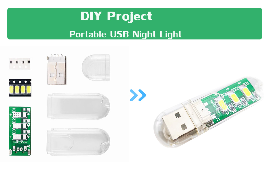 Portable USB Night Light Simple SMD LED Lamp DIY Kit for Beginners