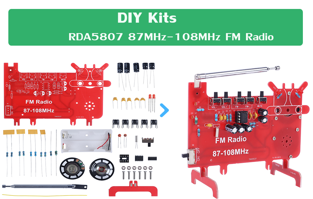 Kit Radio FM Fai Da Te DAZZLEEX RDA5807 Con LCD1602 E Amplificatore 5W – Salda E Costruisci La Tua Radio!