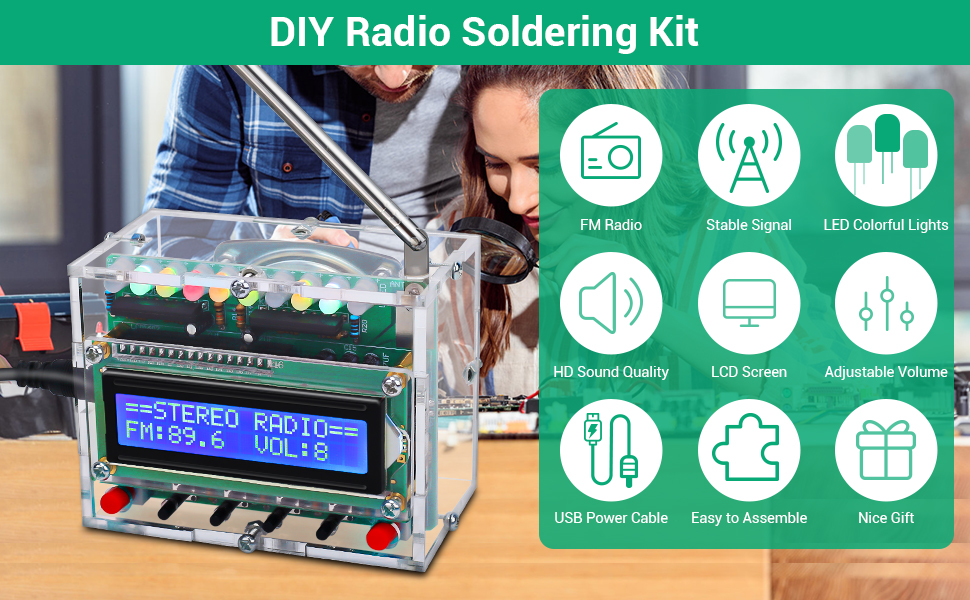 Bliv overrasket pause bag FM Radio Receiver DIY Kit with RGB LED Indicator | ICStation