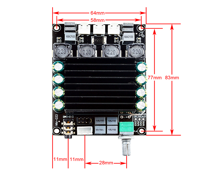 Dual Chanel HIFI Digital Audio Amplifier 100W+100W