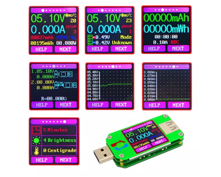 UM24C UM24 USB 2.0 Color Display LCD Tester Voltage Current Power Temp Meter 