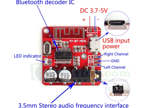 Mini MP3 Bluetooth Lossless Decoder Board Car Speaker Amplifier Board Bluetooth 4.1 XY-BT-Mini Circuit Board Module 