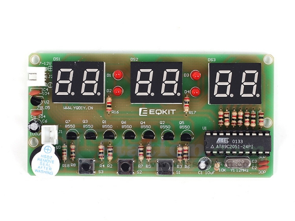 DIY Electronic Digital Clock Kit MakerFocus Multi-Function Digital LED Display Temperature and Time Soldering Project Learning Board with Power Cord for Beginner Welding Learner 