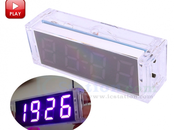 Grün LED Electronic Clock Microcontroller Clock Time Thermometer DIY Kit 