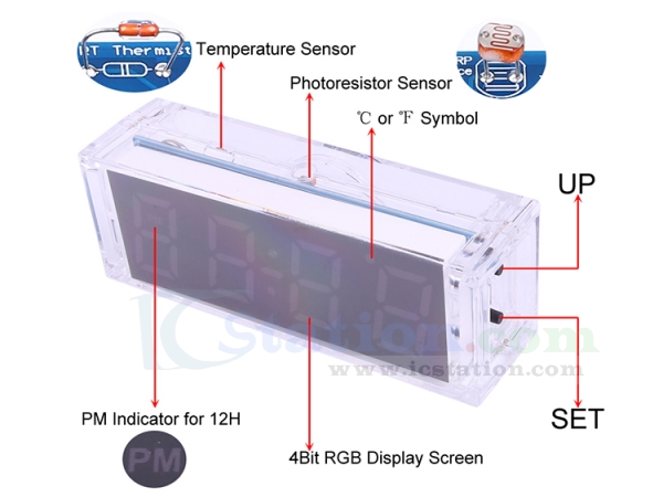 LED Digital Clock DIY Kit Light Control Temperature/Date/Time Display Blue R8Z2 