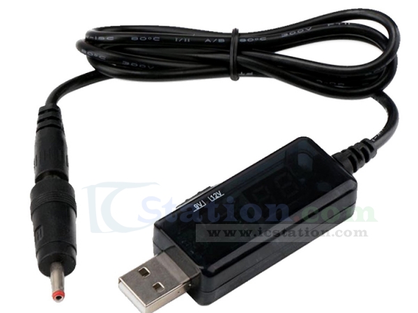 USB 5V to DC 9V/12V Charging Cable with LED Display