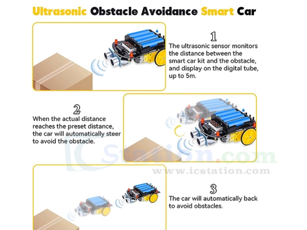 DIY Kit HC-SR04 Ultrasonic Automatic Obstacle Avoidance Intelligent Car ...