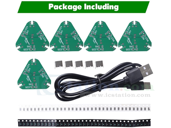 5PCS Triangle Splicable PCB with Flashing LED Light DIY Soldering ...