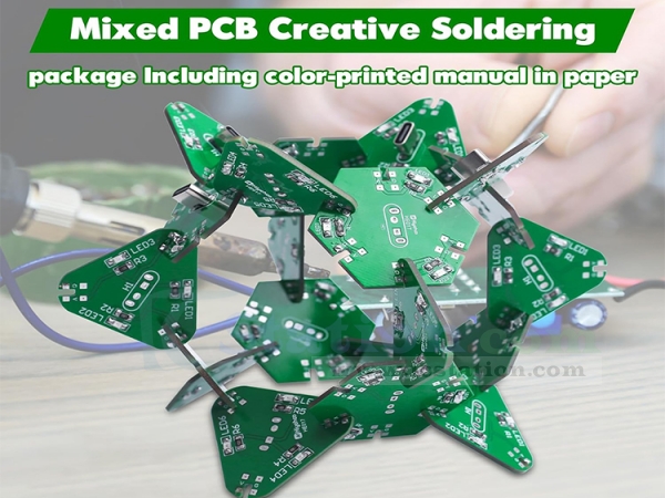 5PCS Triangle Splicable PCB with Flashing LED Light DIY Soldering ...