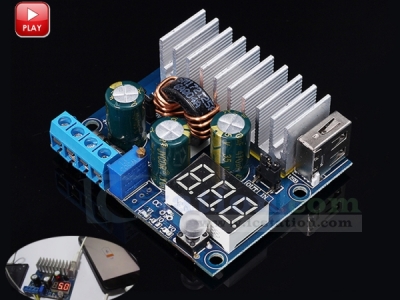 100W DC-DC Step Up Module Boost Converter Voltage Regulator Power Supply Module 3-32V to 3-35V USB Output with LED Voltmeter Display