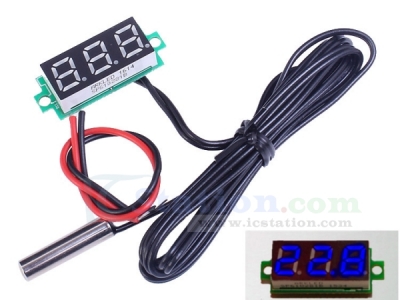 0.28Inch Blue Digital Thermometer w/ NTC Metal Waterproof Probe Temperature Sensor