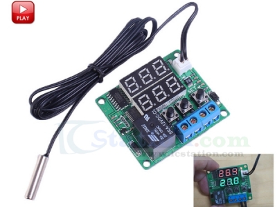 Red+Green 12V Digital Temperature Controller Module with NTC Waterproof Temperature Sensor Thermostat Switch