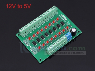 12V to 5V 8-Channel 8bit Photoelectric Isolation Module Level Voltage Converter PNP Output PLC Signal Module