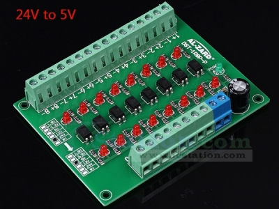 24V to 5V 8-Channel 8bit Photoelectric Isolation Module Level Voltage Converter PNP Output PLC Signal Module